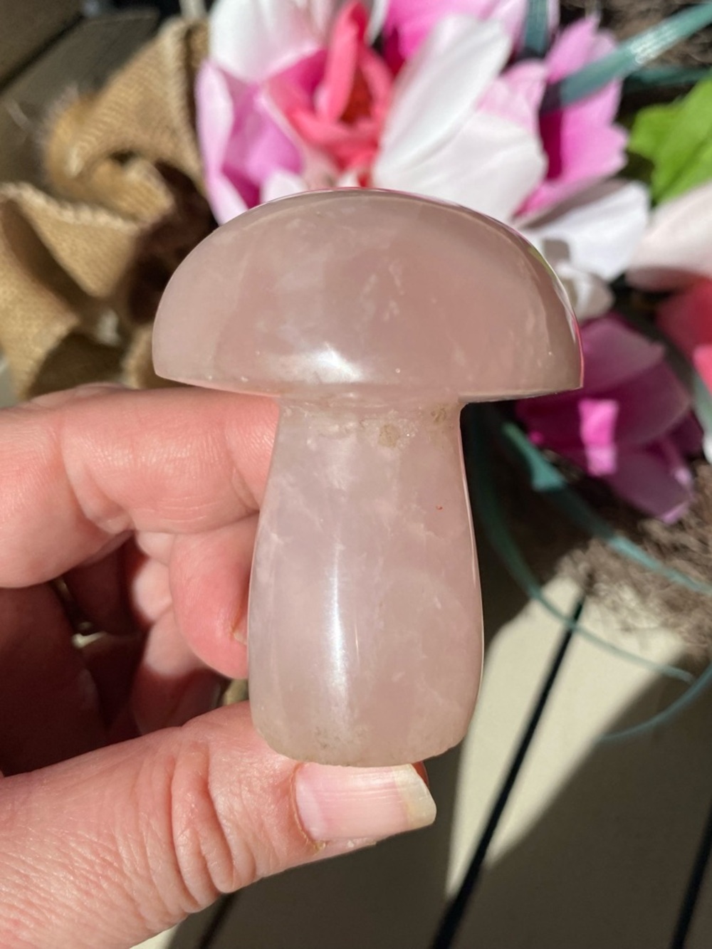 Rose Quartz Mushroom - Picture 7 of 12